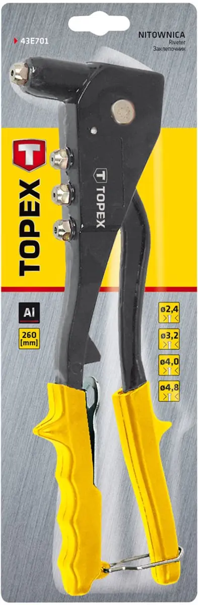 Topex Popnageltang - aluminium popnagels 2,4-4,8 mm - afbeelding 2 van 3