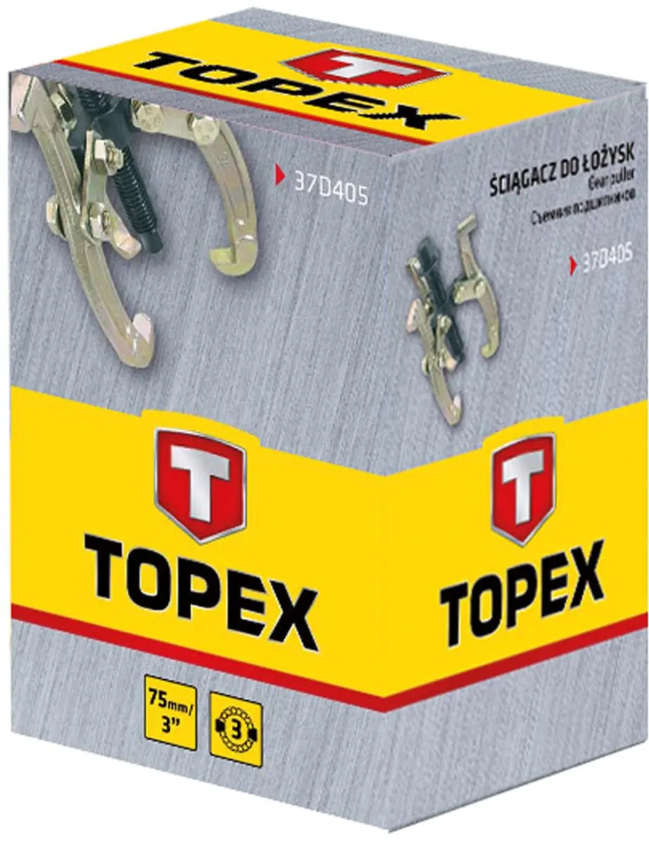 Topex Driearmige Lager Trekker 75x50mm - Gereedschapsstaal - afbeelding 2 van 3