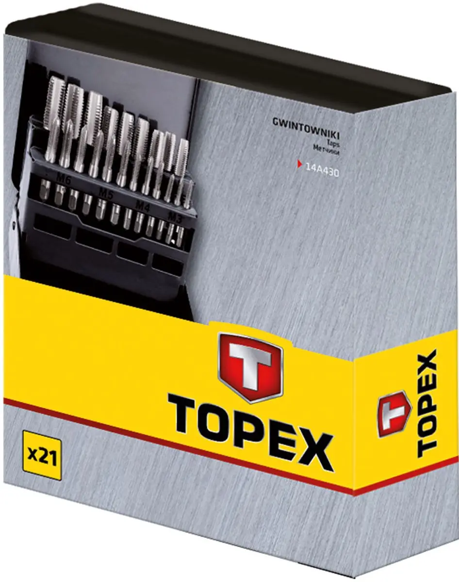 Topex Schroefdraad Taps Set 21-delig M3-M12 - afbeelding 2 van 3