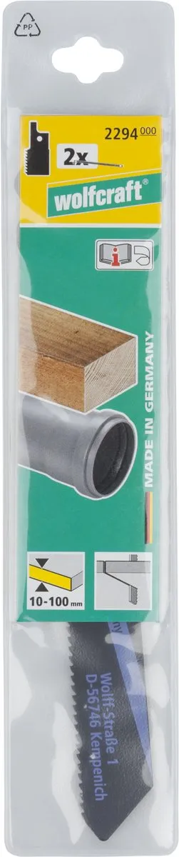 Wolfcraft Reciprozaagblad Sabelzaag CV 2294000 - 2 Stuks