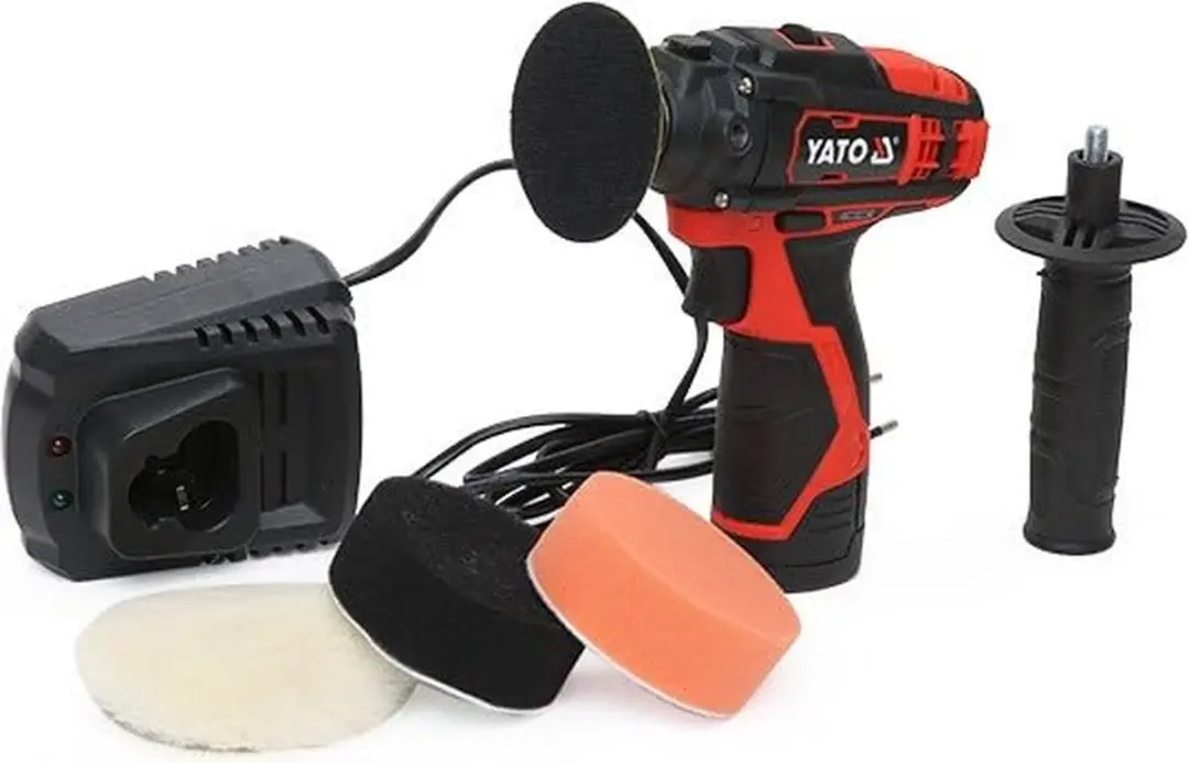 Accu Polijstmachine 12V - 2-Speed Haakse Polijst- en Schuurmachine - 80 mm Steunschijf - Inclusief 2.0 Ah Accu, Snellader & 3 Polijstschijven - Draadloos Roterende Machine voor Autolak, Bumpers & Koplampen - afbeelding 5 van 6