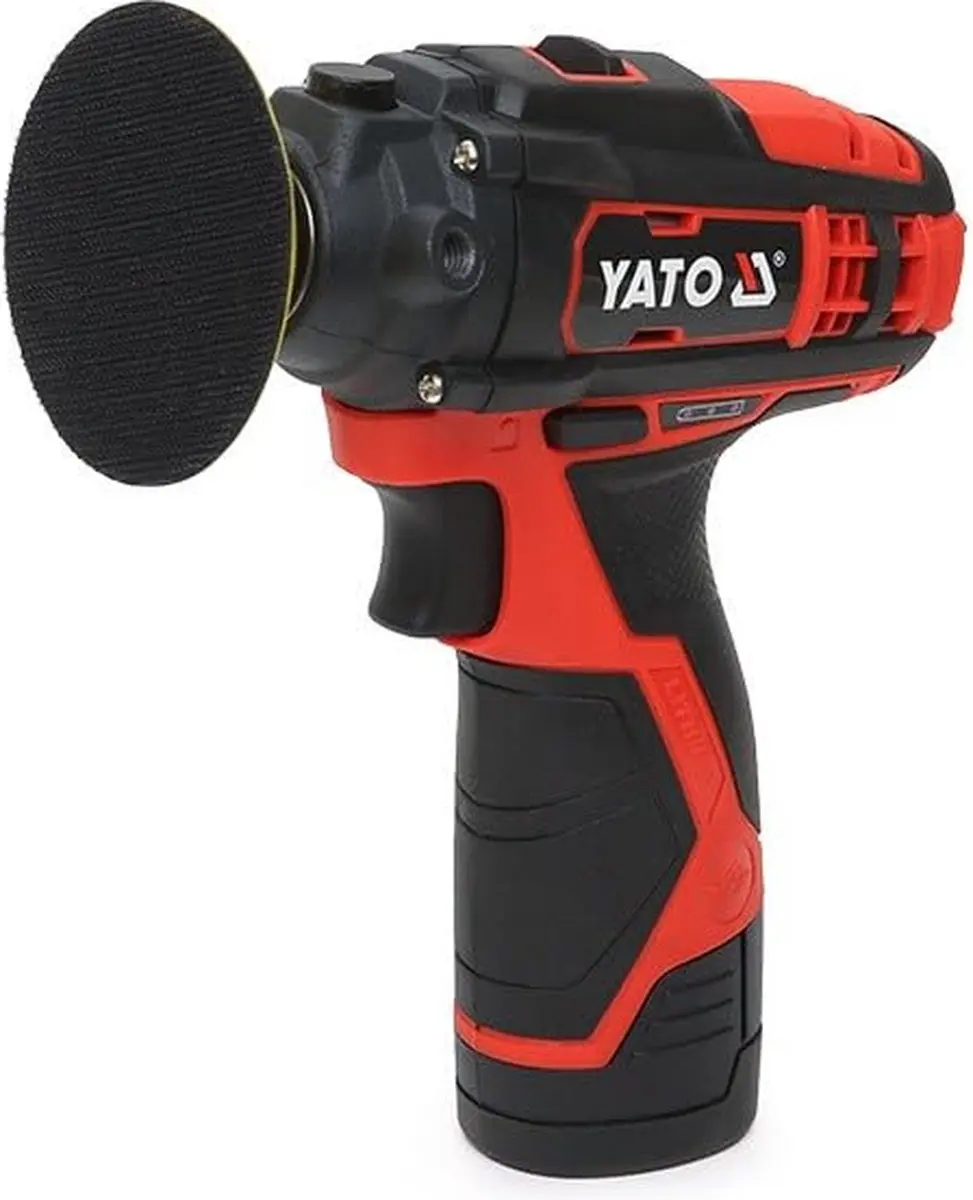 Accu Polijstmachine 12V - 2-Speed Haakse Polijst- en Schuurmachine - 80 mm Steunschijf - Inclusief 2.0 Ah Accu, Snellader & 3 Polijstschijven - Draadloos Roterende Machine voor Autolak, Bumpers & Koplampen - afbeelding 6 van 6