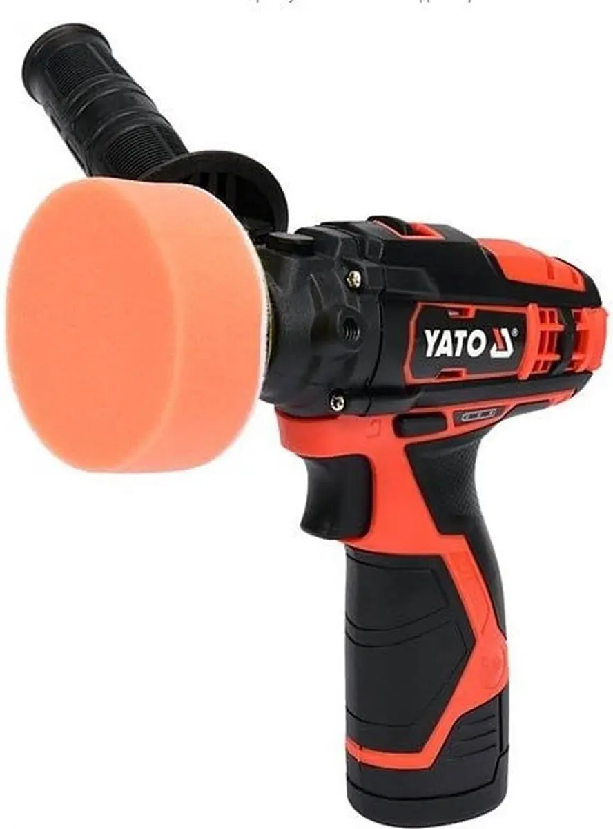 Accu Polijstmachine 12V - 2-Speed Haakse Polijst- en Schuurmachine - 80 mm Steunschijf - Inclusief 2.0 Ah Accu, Snellader & 3 Polijstschijven - Draadloos Roterende Machine voor Autolak, Bumpers & Koplampen - afbeelding 4 van 6