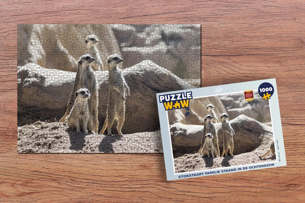 PuzzleWow Stokstaartjes Legpuzzel 1000 Stuks - Multicolor