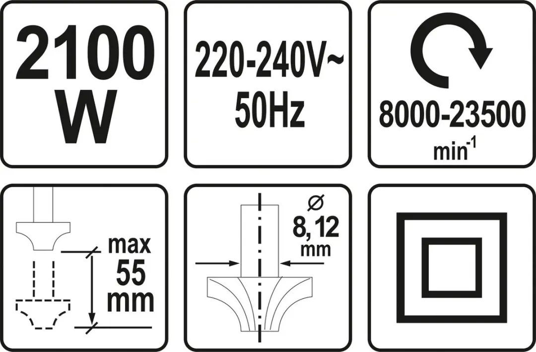Yato Bovenfrees YT-82380 - 2100W - 55mm - Rood - afbeelding 5 van 6