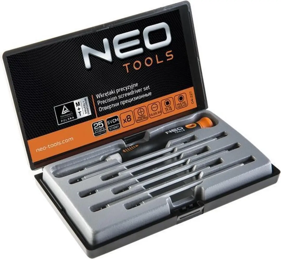 Neo Tools Precisieschroevendraaierset 5dlg, Verwisselbaar, Magnetisch, Crmo Staa
