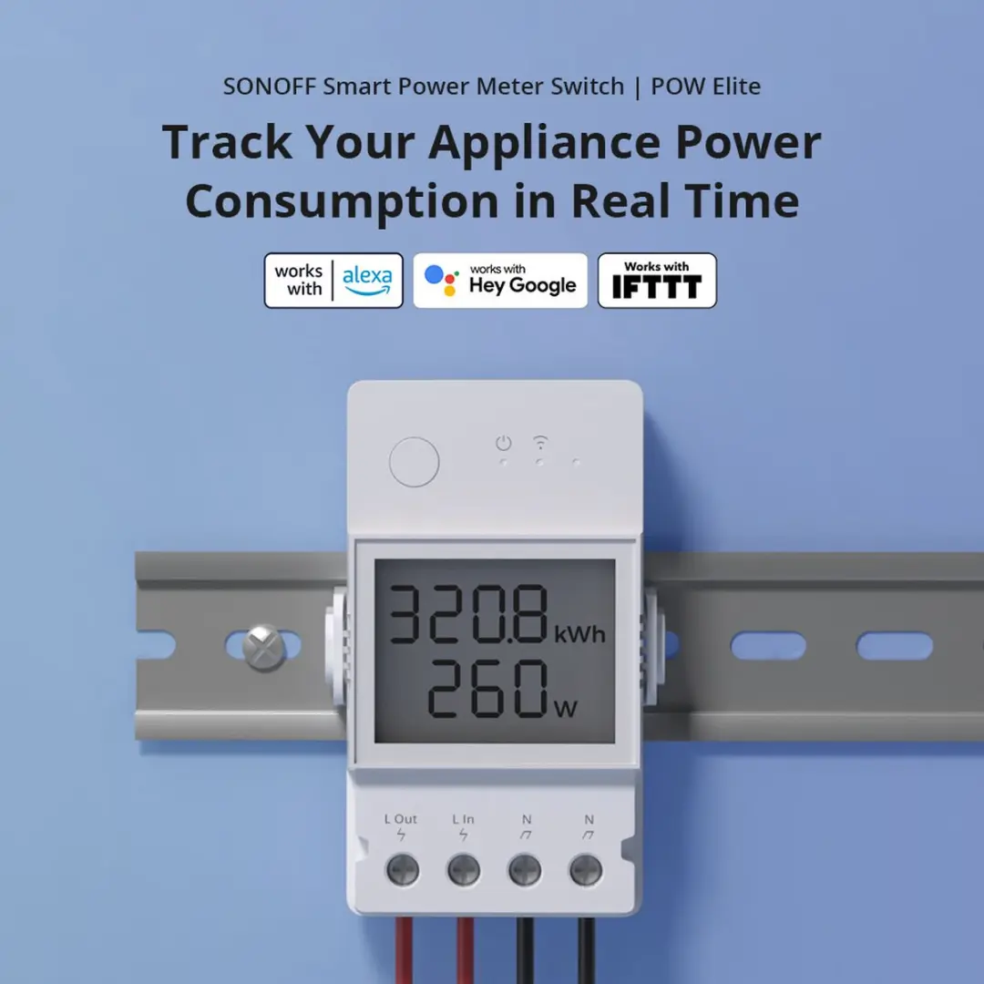 Sonoff POWR320D Wi-Fi Slimme Energiemeter Schakelaar - Wit - afbeelding 2 van 6