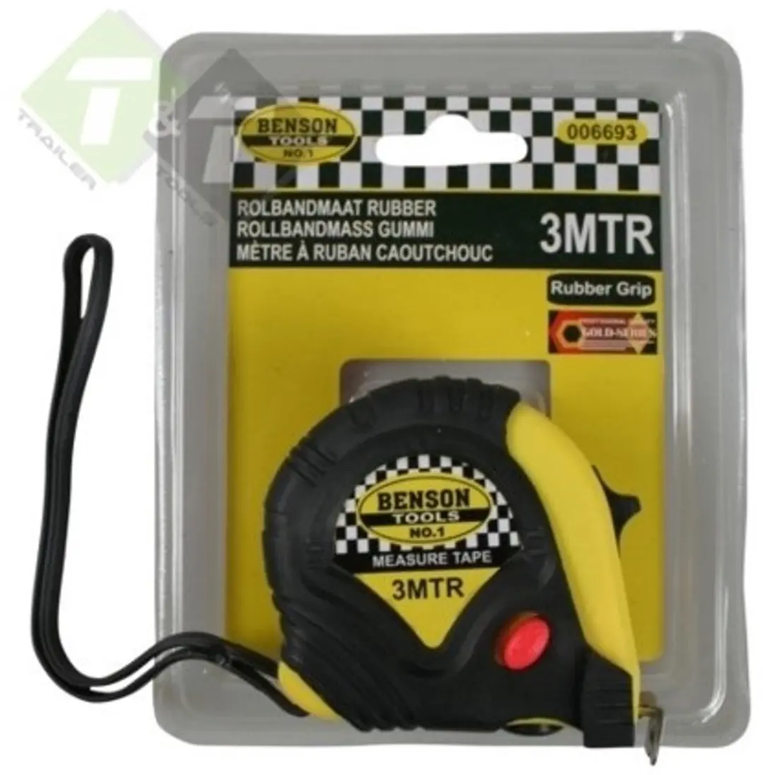 Rolmaat, Rolbandmaat, Rubber, 3 meter, Benson meetband