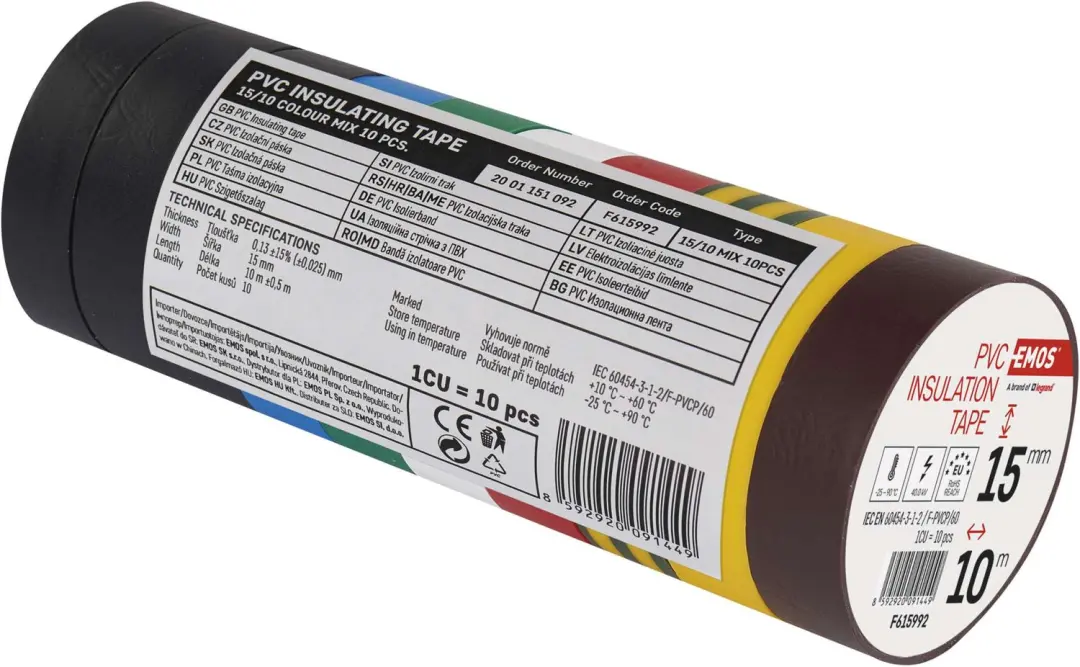 Emos PVC-isolatietape 15mm/10m - 10 stuks - afbeelding 5 van 6