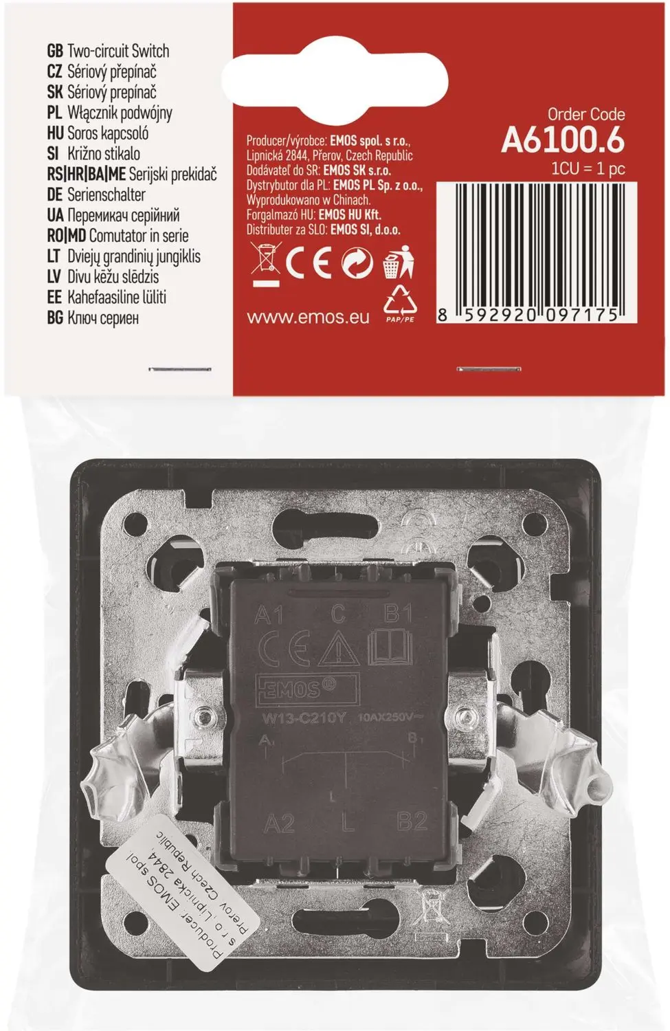 EMOS Schakelaar Serienummer 5 A6100.6 - Antraciet - afbeelding 6 van 6