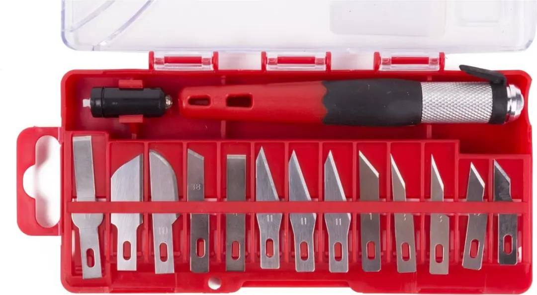 Benson Precisie Hobbymes met LED - 15-delig - Zilver/Rood - afbeelding 4 van 6