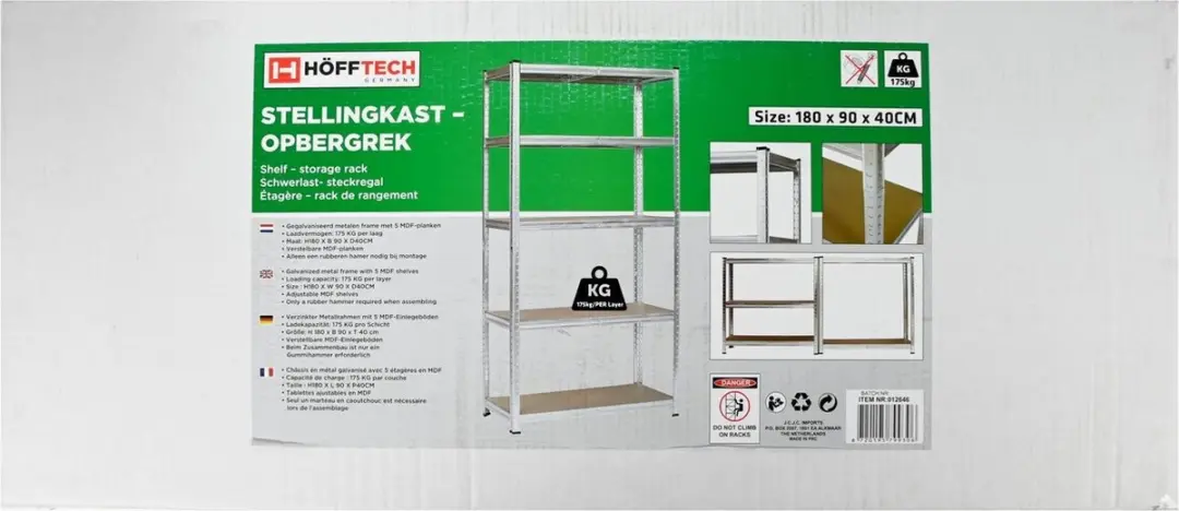Benson Stellingkast 180x90x40cm - 175kg per plank - afbeelding 5 van 6