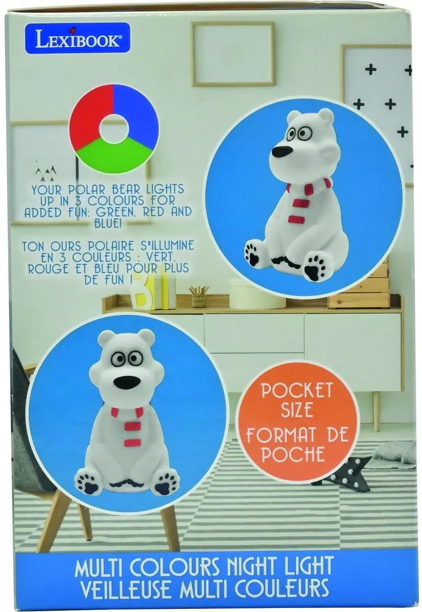 Lexibook IJsbeer 3D Nachtlampje - Kleurwisselend - 13cm - afbeelding 6 van 6