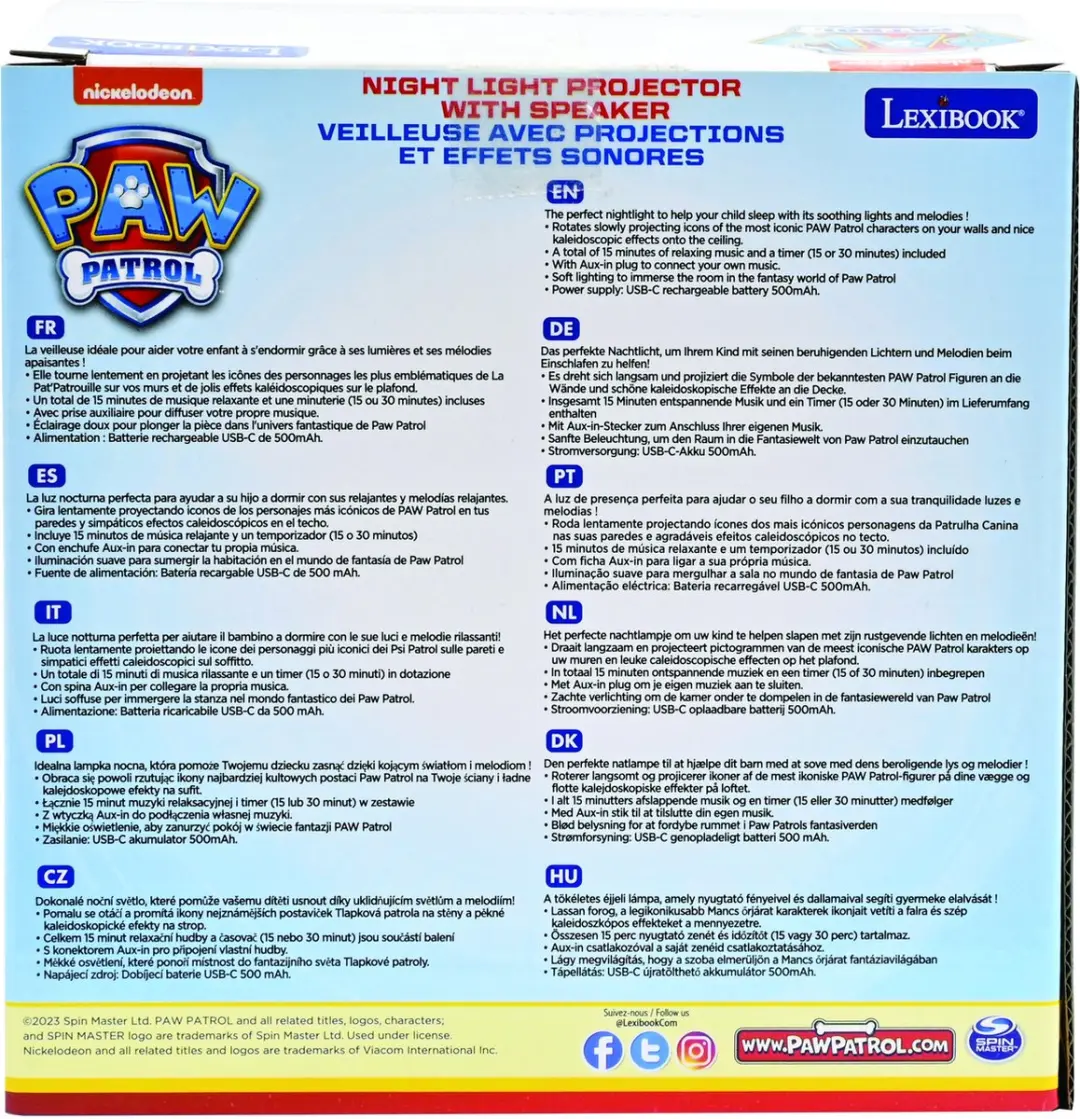 Paw Patrol nachtlampje projector met luidspreker - afbeelding 5 van 5