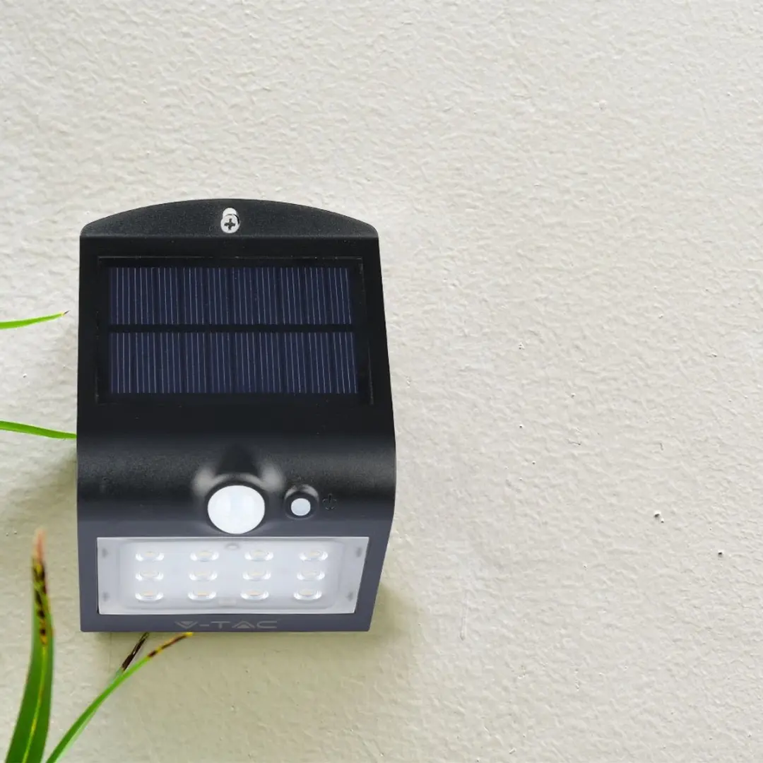 V-TAC VT-767-2-B Solar Wandlamp - 1.5W - IP65 - Zwart - afbeelding 5 van 6