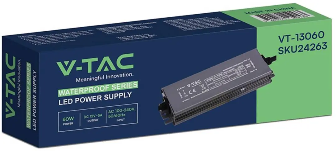 V-TAC VT-13060 LED-transformator 60W - 12V - afbeelding 2 van 3