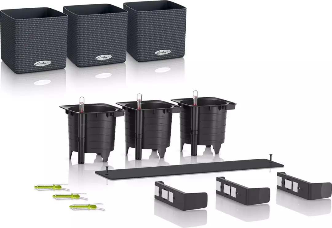 Lechuza CUBE Color Green Wall Home Kit Plantenbak - Wit - afbeelding 3 van 6