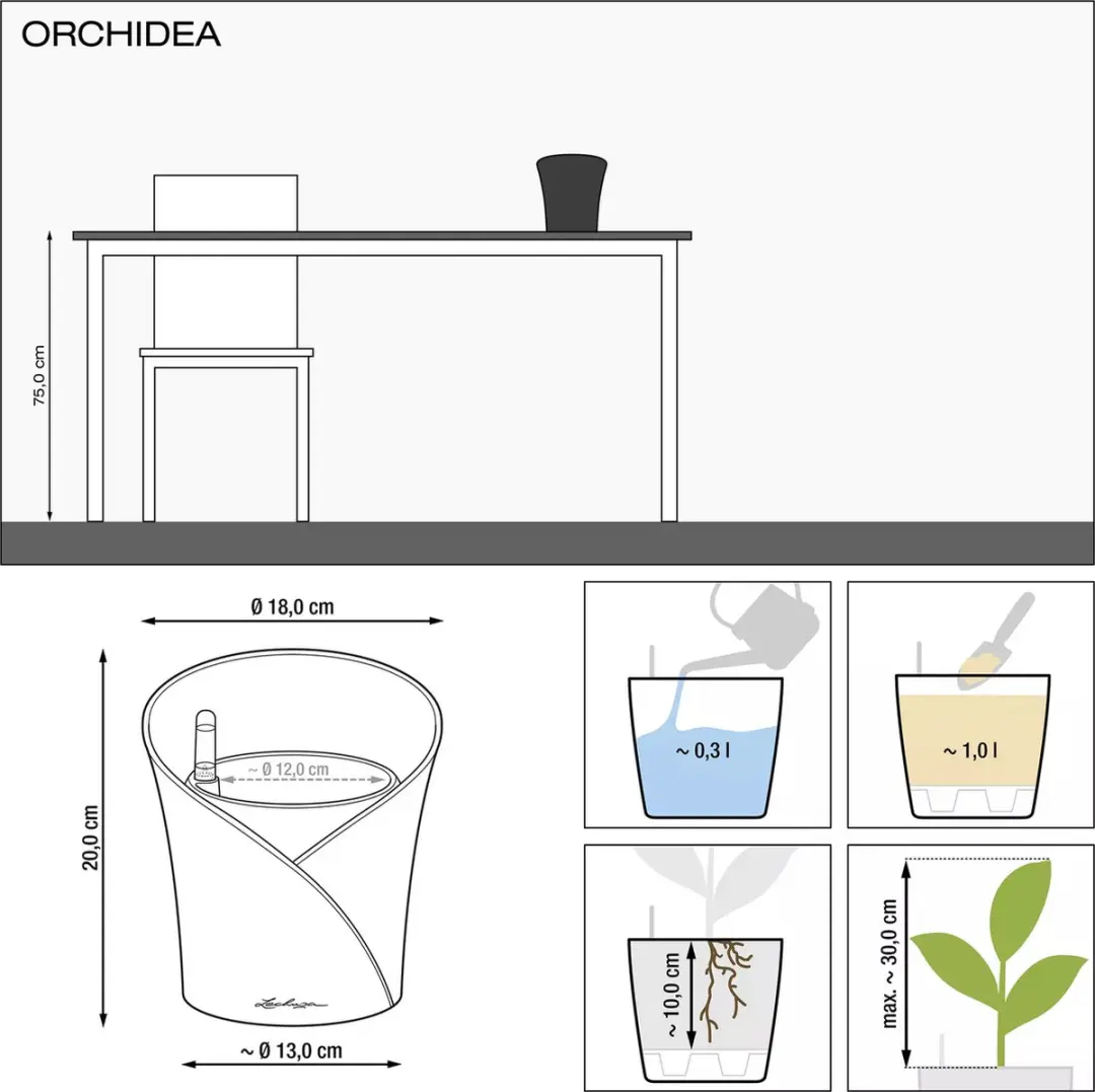 Lechuza Orchidea Plantenbak 18cm - Taupe - afbeelding 2 van 6