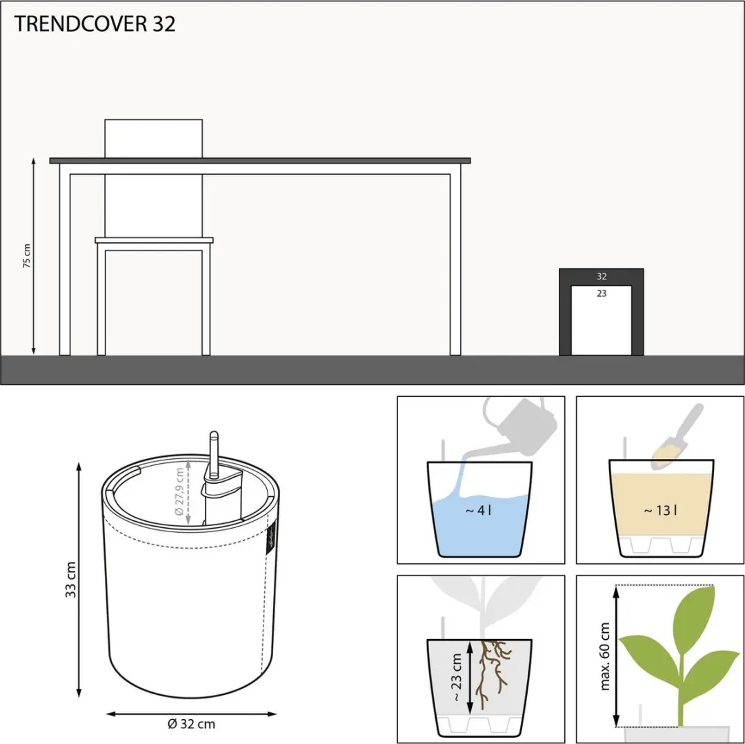 Lechuza Trendcover 32 Kurk Plantenbak - 13L - Dark Natural - afbeelding 3 van 6
