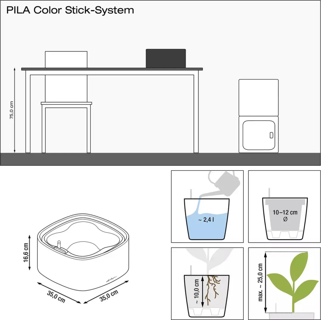 Lechuza PILA Color Stick Plantenbak Ø35cm - Petrol Blauw - afbeelding 3 van 6