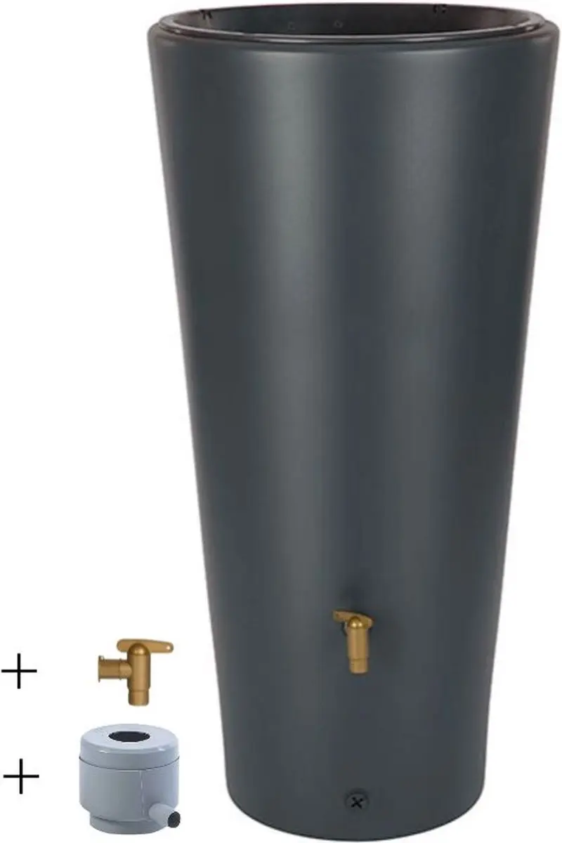 Graf regenton Vaso 220 L-Antraciet-met kraantje -met vulautomaat voor ronde rege