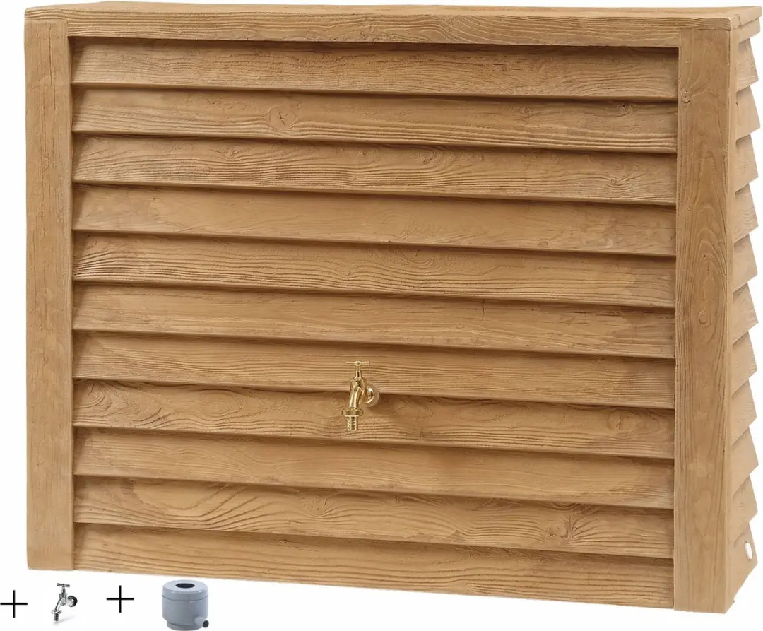 Graf regenton Woody 350 L Lightwood-met messing kraan-met vulautomaat voor ronde