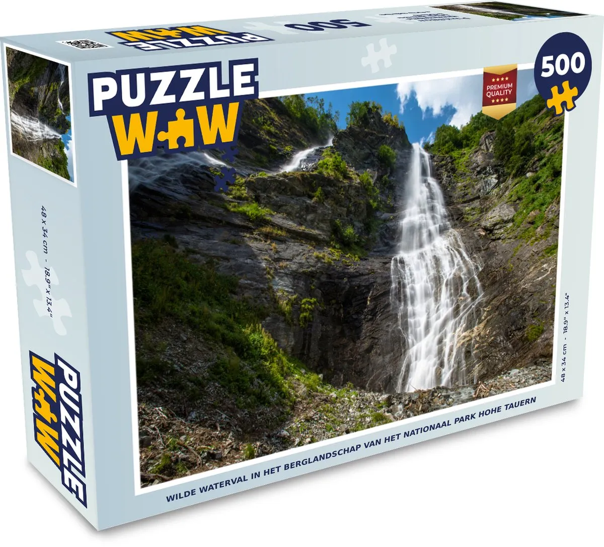 PuzzleWow Legpuzzel Wilde Waterval Hohe Tauern 500 Stuks
