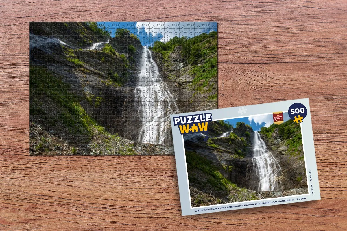 PuzzleWow Legpuzzel Wilde Waterval Hohe Tauern 500 Stuks - Multicolor