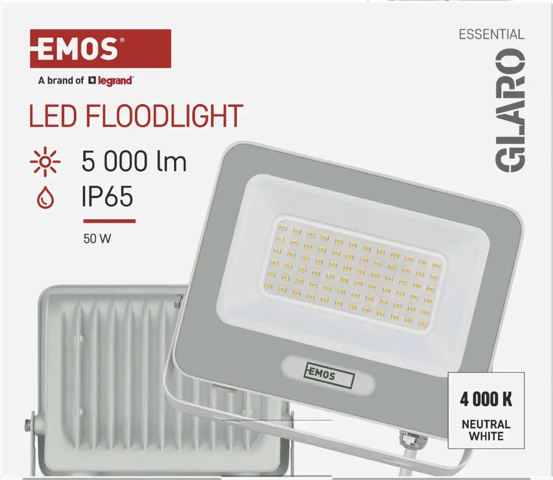 Emos GLARO ZS2244W LED-schijnwerper 50W - IP65 - Wit - afbeelding 2 van 6