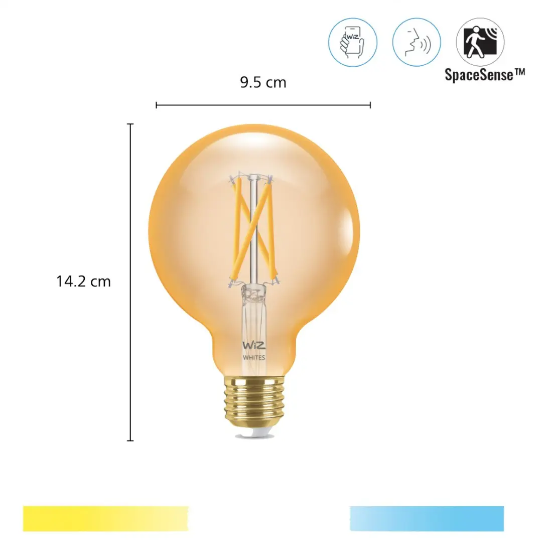 WiZ Filament Lamp G95 E27 Slimme LED - Goud - afbeelding 3 van 6