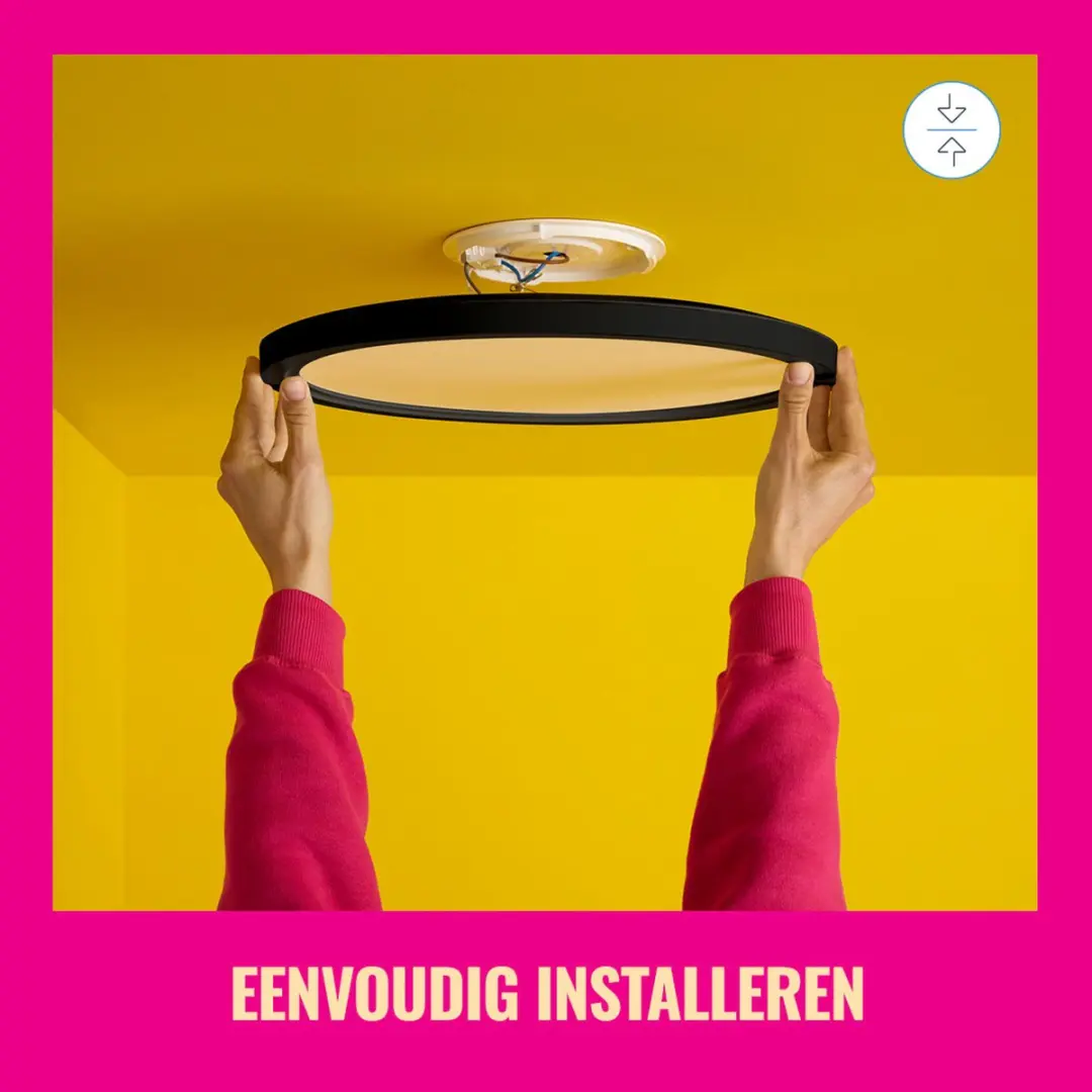 WiZ SuperSlim Plafondlamp 22W - Ø43cm - Zwart - afbeelding 4 van 6