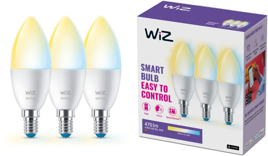 WiZ Kaarslamp E14 Slimme LED 40W 3-pack