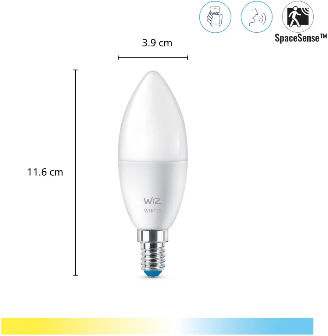 WiZ Kaarslamp E14 Slimme LED 40W 3-pack - afbeelding 3 van 6