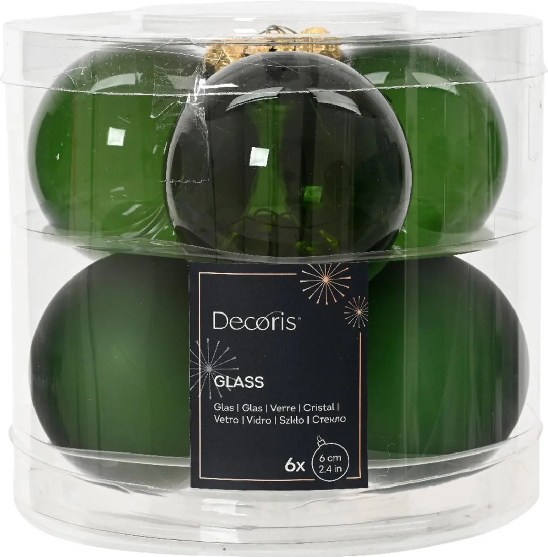 Kerstbal glas d6 cm dennengroen 6st kerst