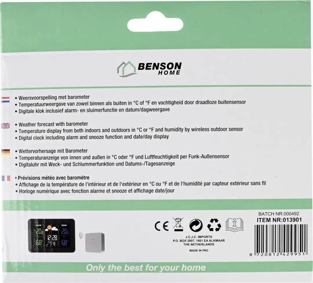 Benson Weerstation met Barometer - Binnen en Buiten - afbeelding 2 van 6