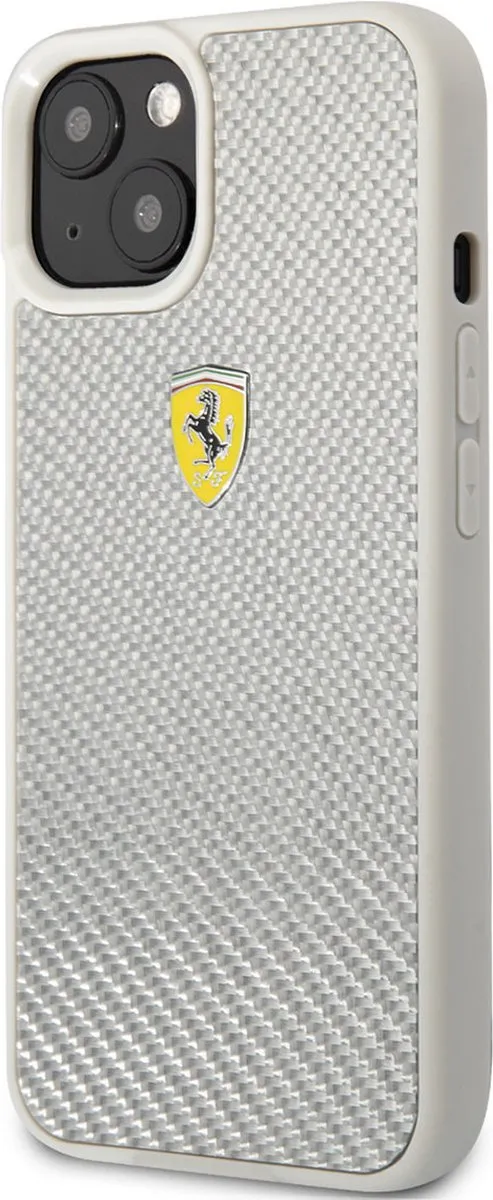 Ferrari Carbon iPhone 13 Hoesje - Zilver - MagSafe