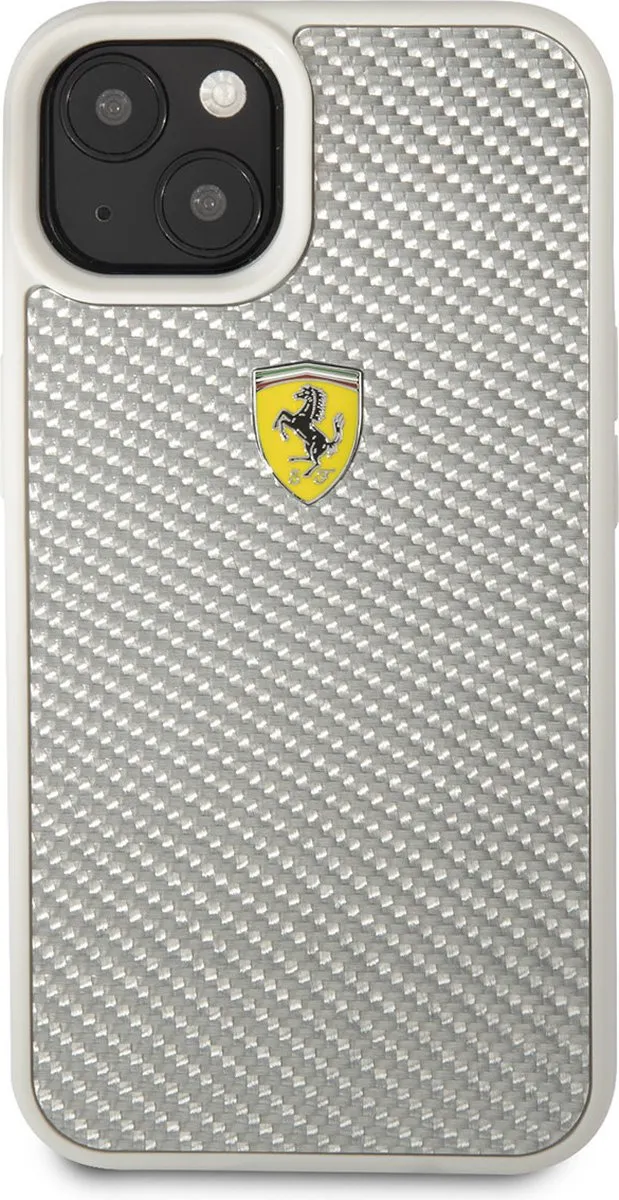 Ferrari Carbon iPhone 13 Hoesje - Zilver - MagSafe