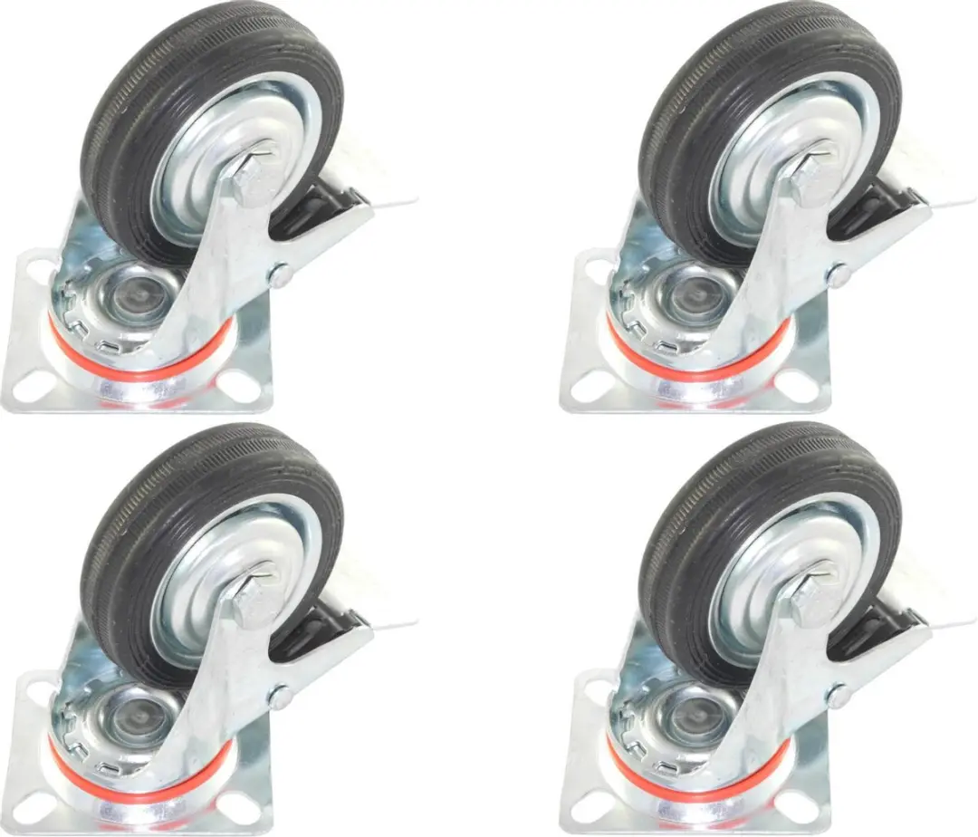 Set van 4 zwenkwielen transportwielen 75mm
