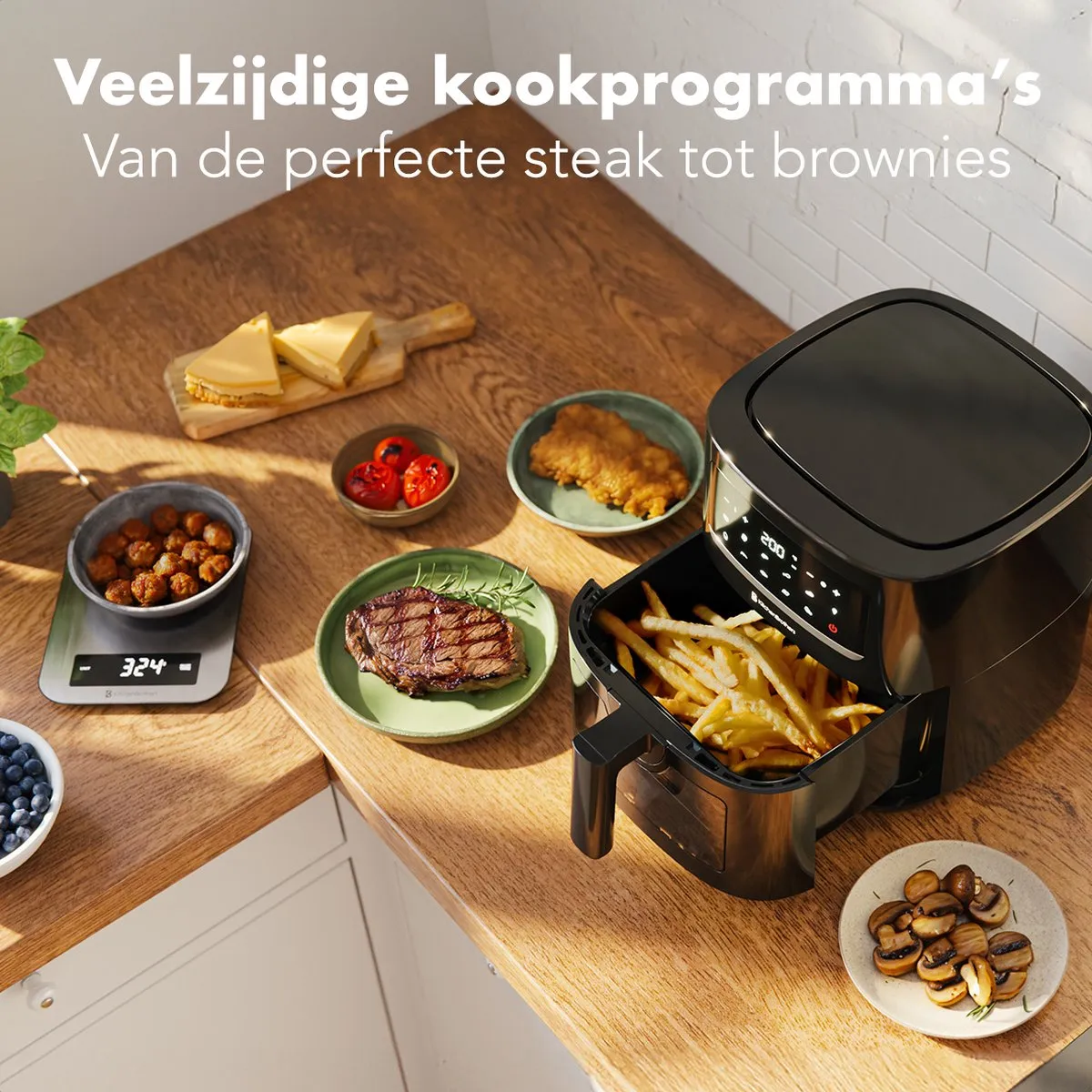 KitchenBrothers Airfryer XL PFAS-Vrij 1600W 6L - Zwart