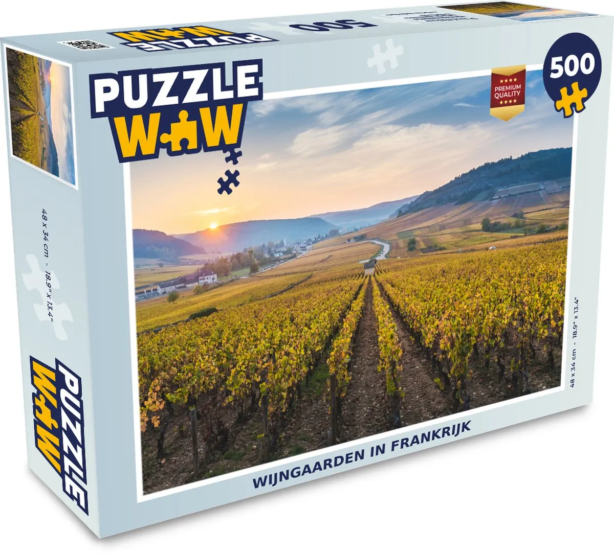 PuzzleWow Frankrijk Wijngaard Zon Legpuzzel 500 Stuks