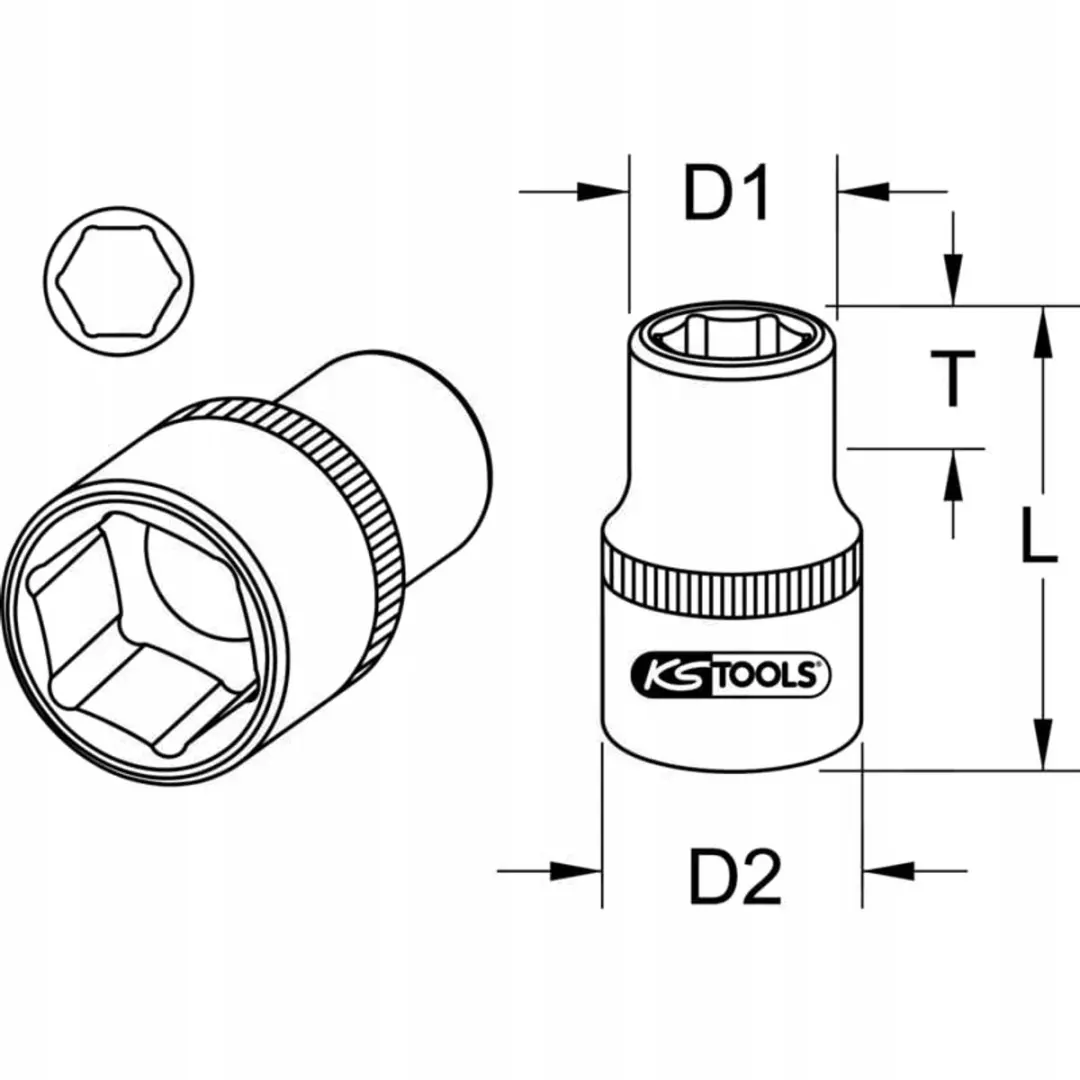 KS Tools Dopsleutel 13mm - 3/8 inch - Zeskant - afbeelding 2 van 2