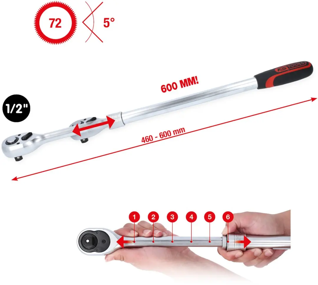 KS Tools 914.1205 Omschakelratel 1/2 600mm