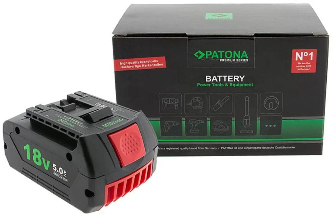 PATONA Li-ion accu 18V 5Ah voor Bosch GBA180LED, GSR 185-LI en GSB 18V-65