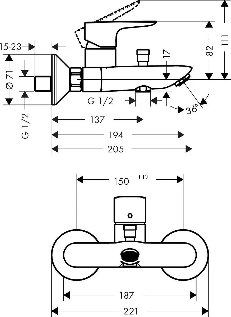 Hansgrohe Talis E 71740670 Badmengkraan - Mat Zwart - afbeelding 2 van 5