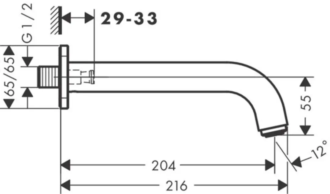 Hansgrohe Vernis Baduitloop 204mm - Mat Zwart - afbeelding 6 van 6