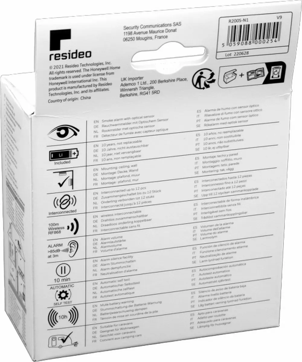 Honeywell R200S-N1 Koppelbare Rookmelder - 10 Jaar Batterij - afbeelding 4 van 4
