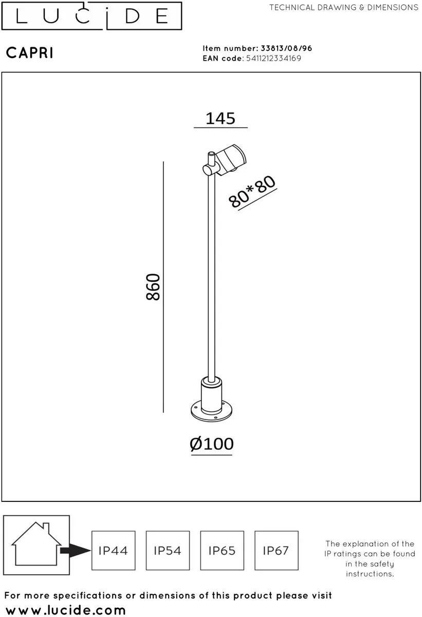 Lucide Capri Vloerlamp - 8W 2700K - Koffie