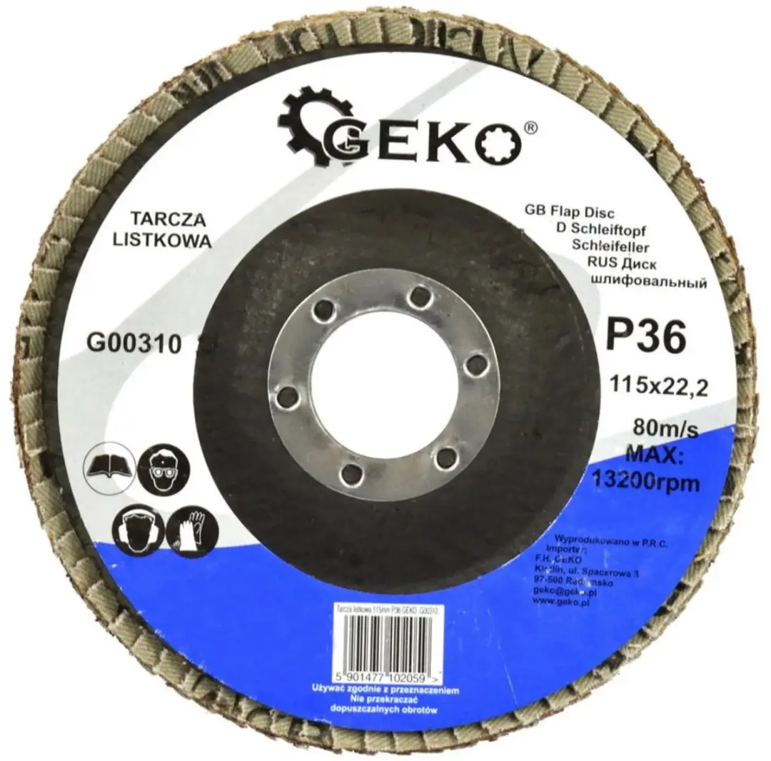 GEKO Aluminiumoxide Lamellenschijf 115mm - P36 - 10 stuks - afbeelding 3 van 4