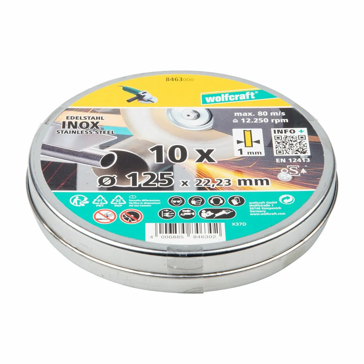 Wolfcraft 10 Slijpschijven Edelstaal Ø125mm - Extra Dun - afbeelding 3 van 3