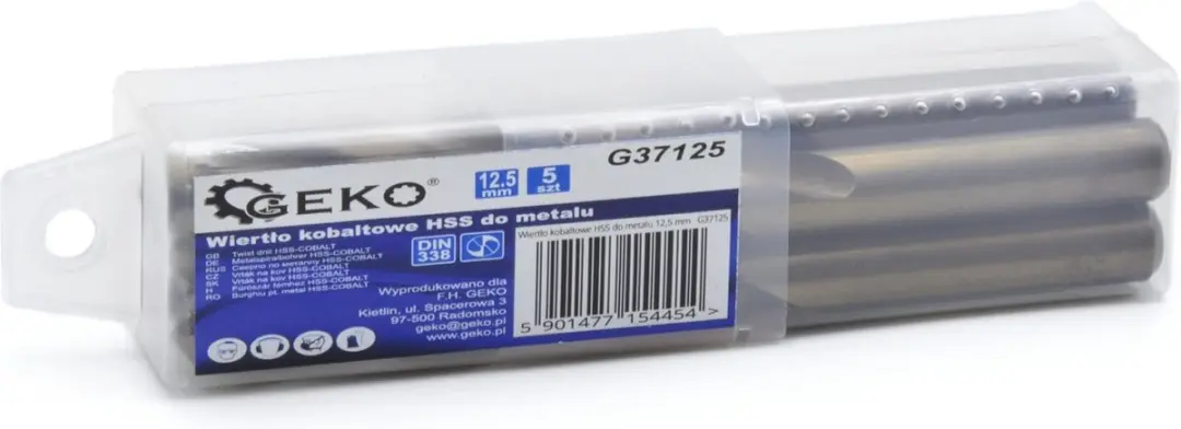 GEKO HSS M35 Cobalt Metaalboor 12,5mm - 5 stuks - afbeelding 3 van 6